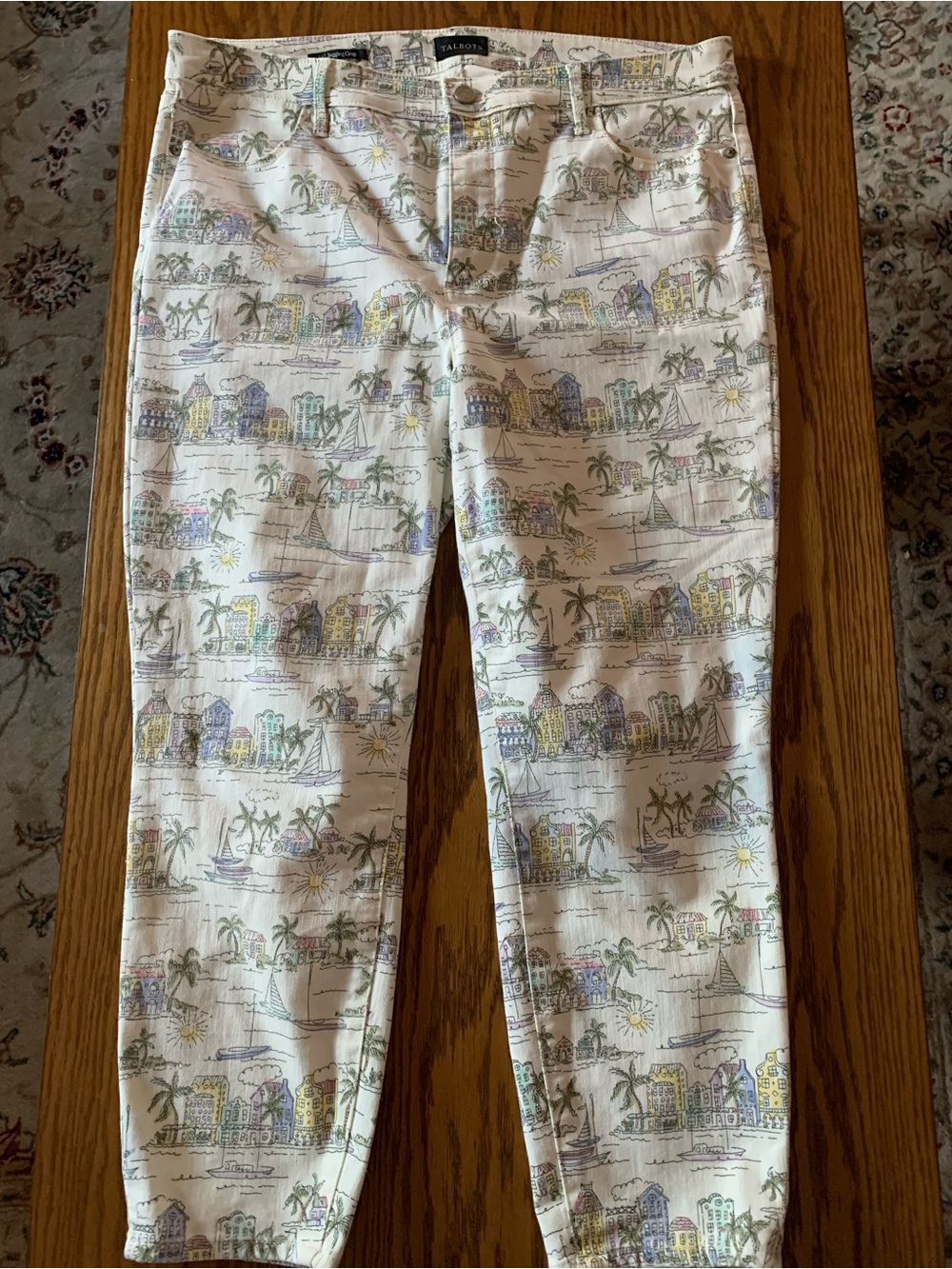 Talbots Cream Tropical Scene Women's Jeggings